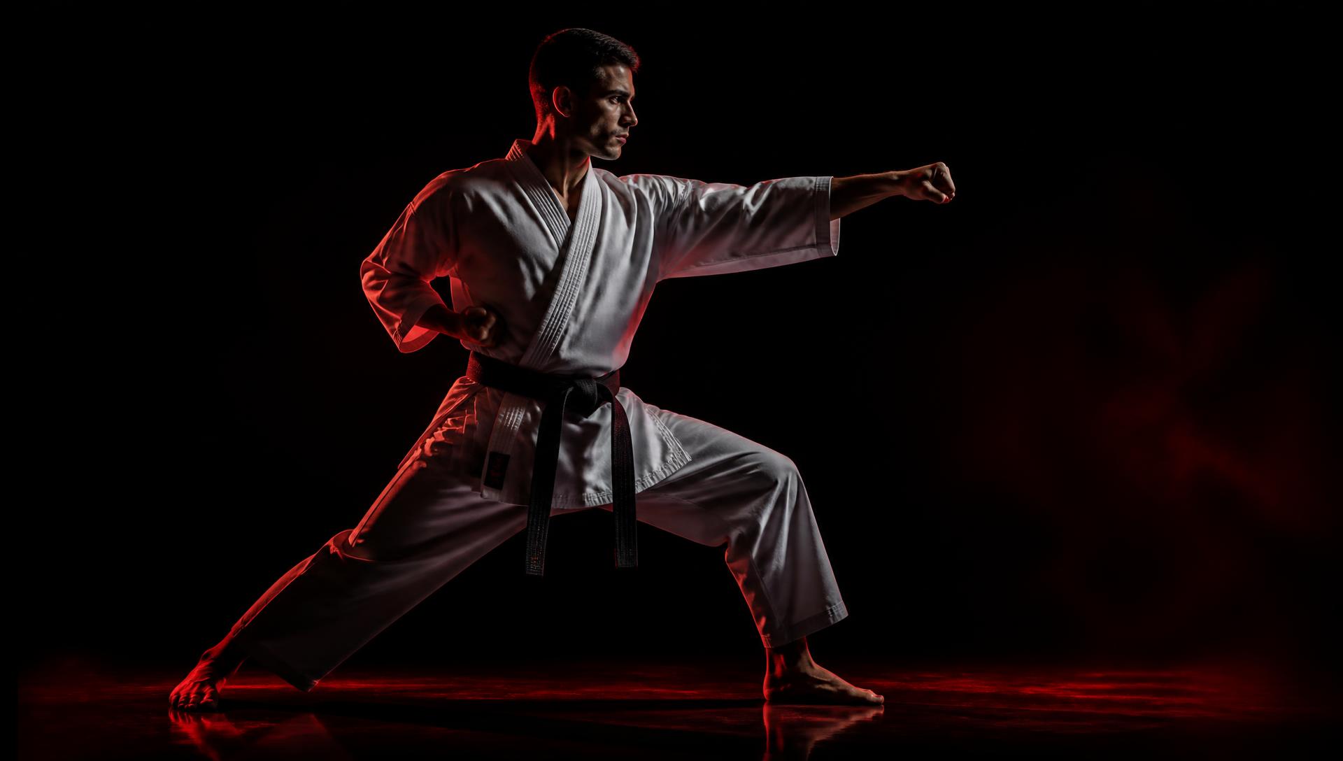 Atleta de karatê executando técnica